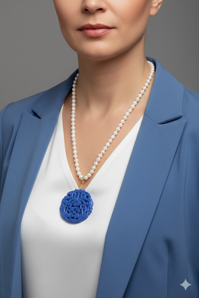 Collana lunga in perle trasparenti