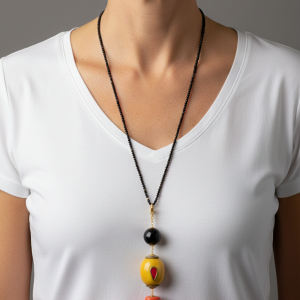 Collana Chanel Charleston Ciondolo Nepalese Corallo Perla Onice