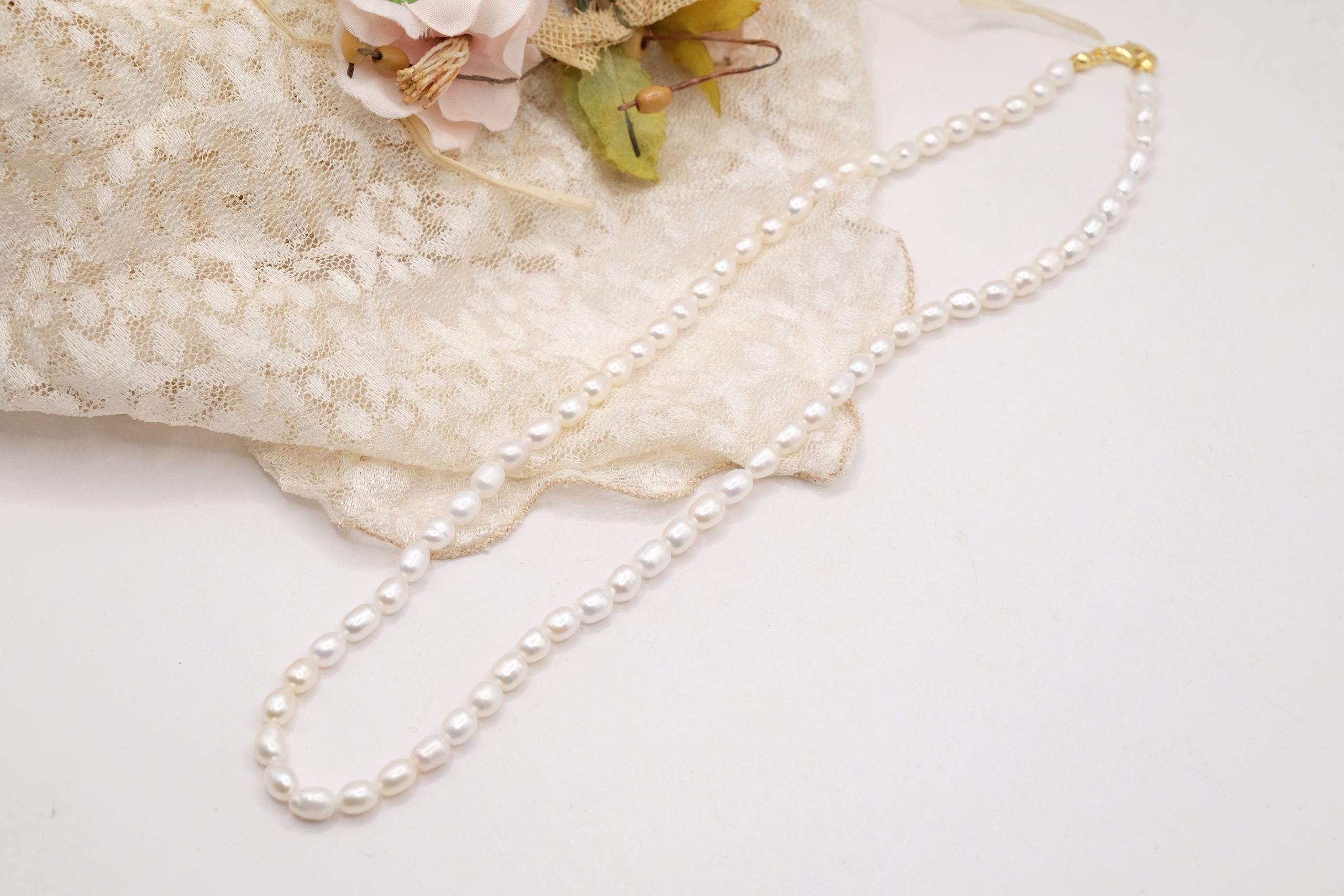 COLLANA PERLE CHICCO DI RISO ARGENTO 925 DORATO (1)