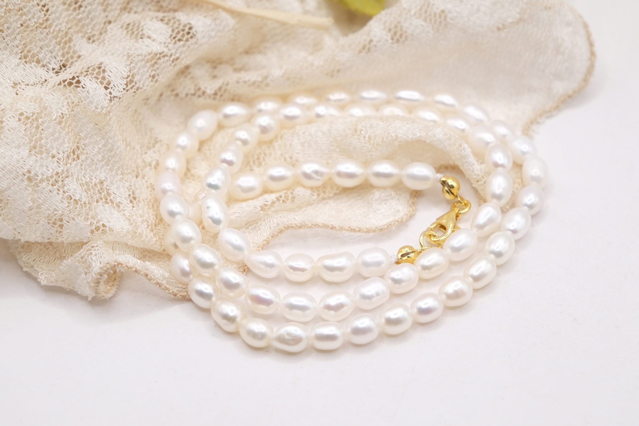 COLLANA PERLE CHICCO DI RISO ARGENTO 925 DORATO (2)