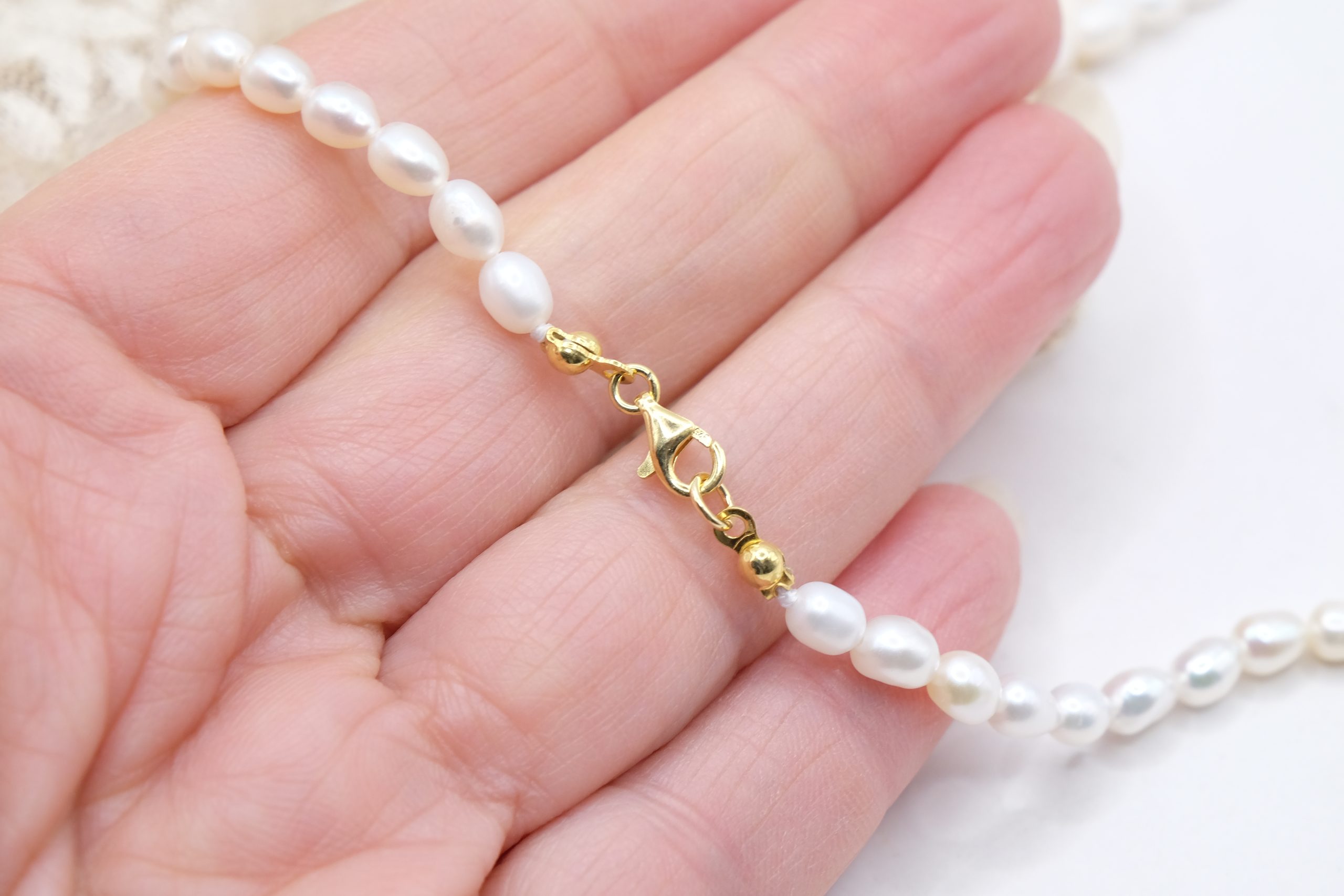 COLLANA PERLE CHICCO DI RISO ARGENTO 925 DORATO (3)