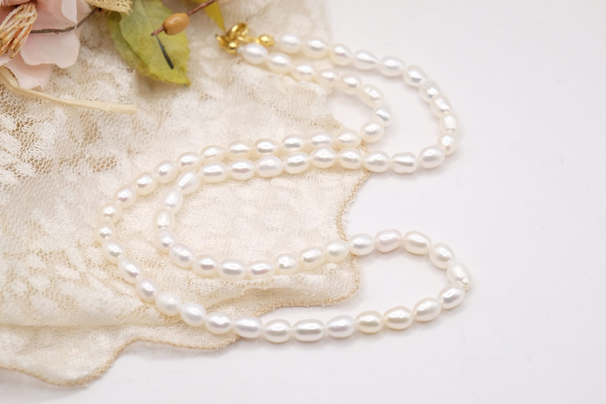 COLLANA PERLE CHICCO DI RISO ARGENTO 925 DORATO (5)