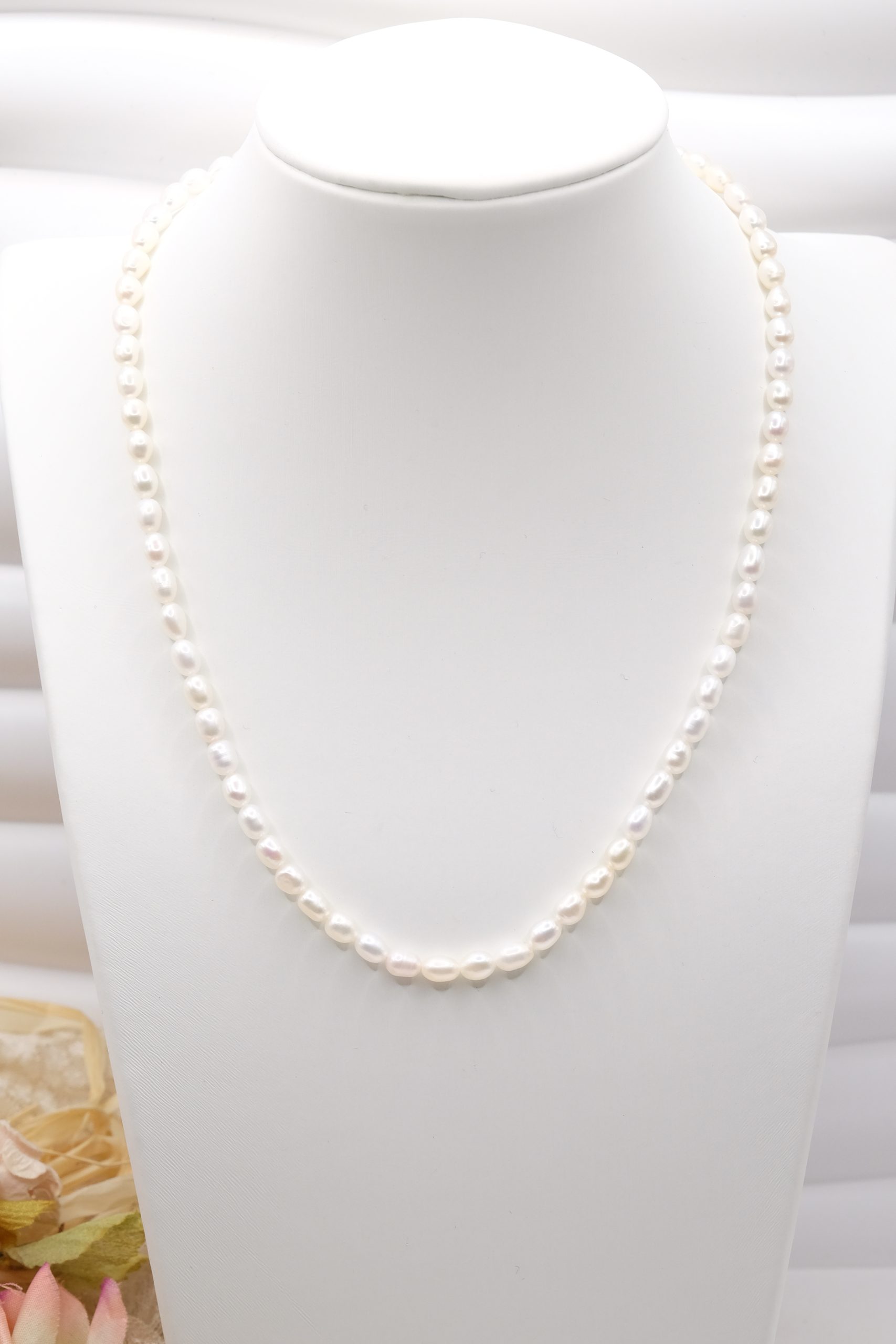 COLLANA PERLE CHICCO DI RISO ARGENTO 925 DORATO (6)