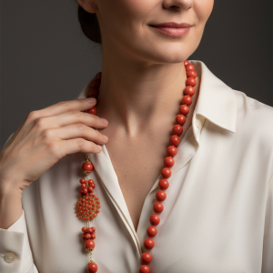 Collana Décolleté Pasta di Corallo Filigrana Grappoli