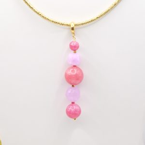 Collana Ciondolo Rosa Giada Tormalina Collarino Magnetico Omaggio