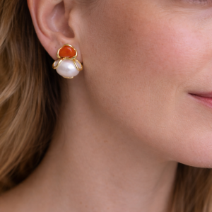 Orecchini sassi in Corallo rosso perla cicciotta e argento