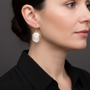 Orecchini Cammeo Sardonico Torre del Greco Donna Argento Placcato Oro