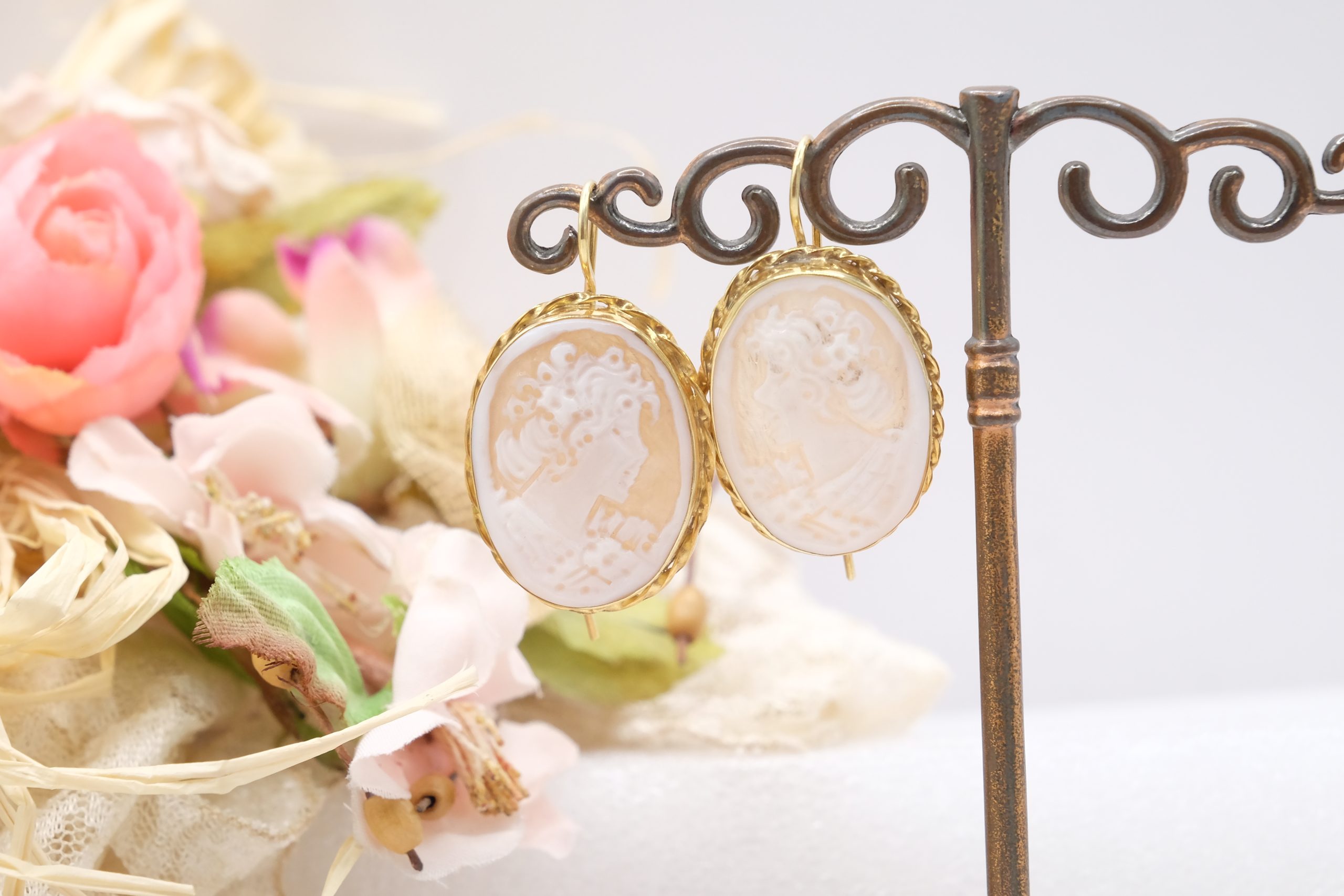 ORECCHINI CAMMEO DI TORRE DEL GRECO ARGENTO 925 PLACCATO ORO (2)