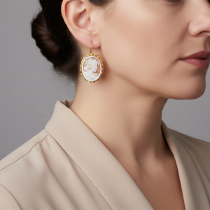 Orecchini Cammeo Sardonico Torre del Greco Donna Argento Placcato oro