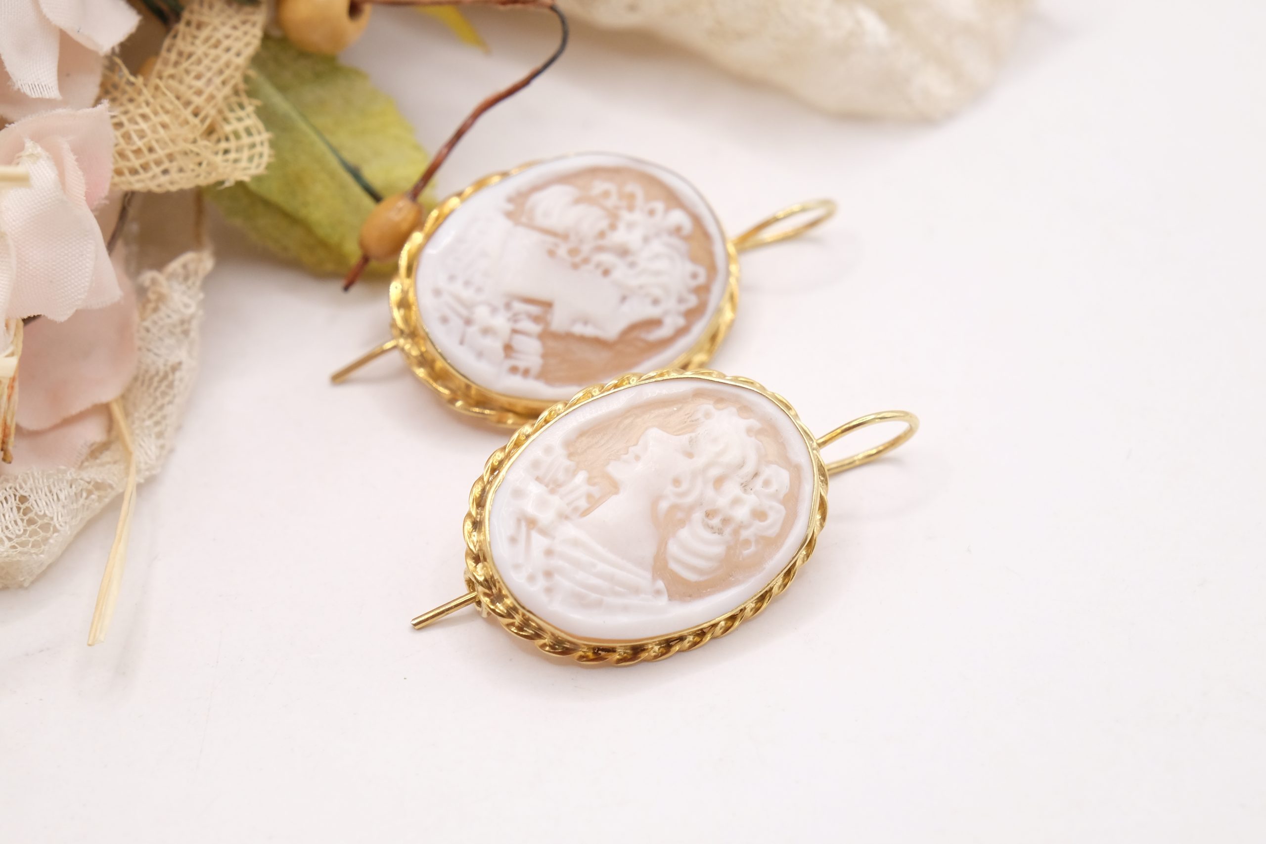 ORECCHINI CAMMEO DI TORRE DEL GRECO ARGENTO 925 PLACCATO ORO (5)