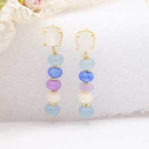 Orecchini Pendenti Giada Naturale a Rondelle