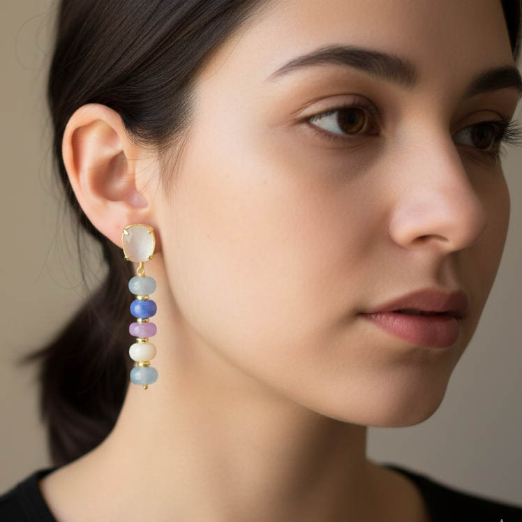 Handcrafted jade washer earrings