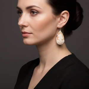 Orecchini Cammeo Sardonico Goccia Torre del Greco Donna Argento Rodiato