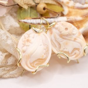 Orecchini Cammeo Sardonico Torre del Greco Donna Moderna Argento Placcato Oro