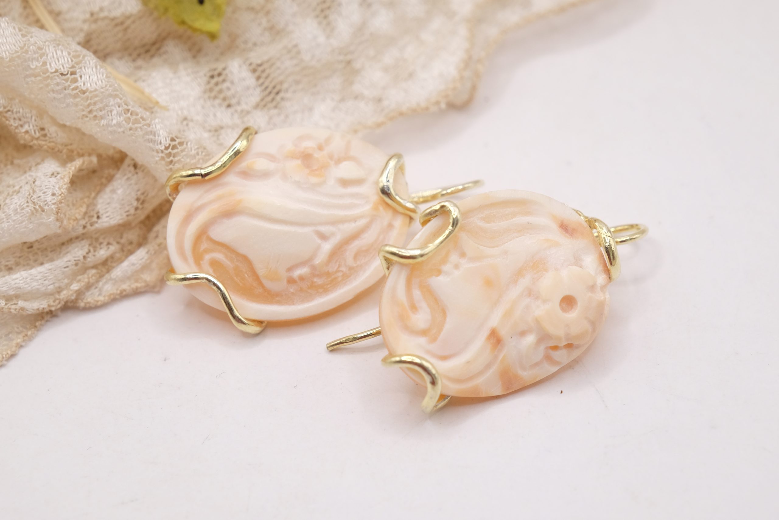 MODERN CAMEO EARRINGS OF THE GREEK TOWER DAMA GOLD PLATED SILVER (4)