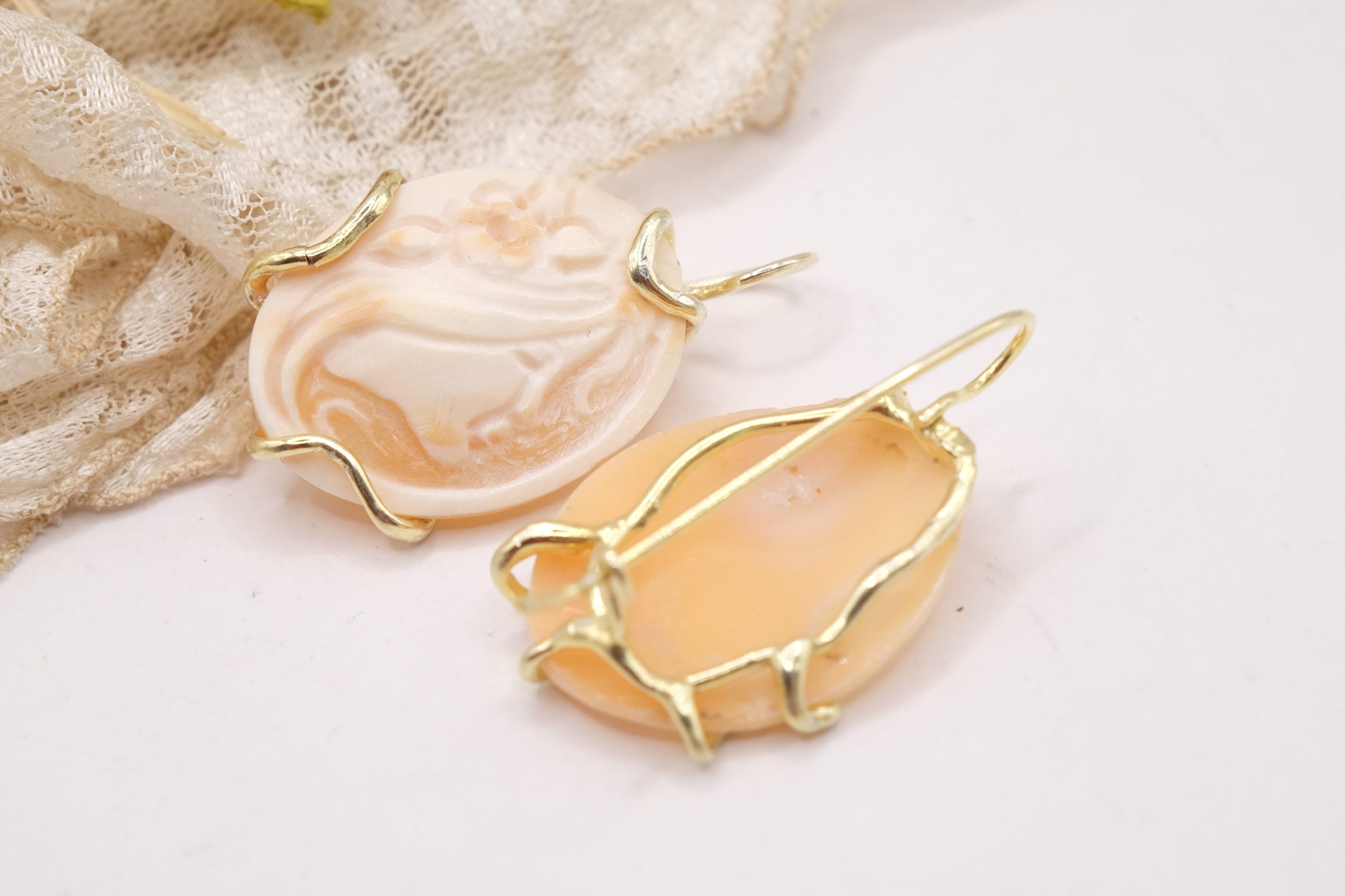 MODERN CAMEO EARRINGS OF THE GREEK TORRE DAMA SILVER GOLD PLATED (5)