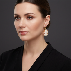 Orecchini Cammeo Sardonico Torre del Greco Donna Argento Rodiato