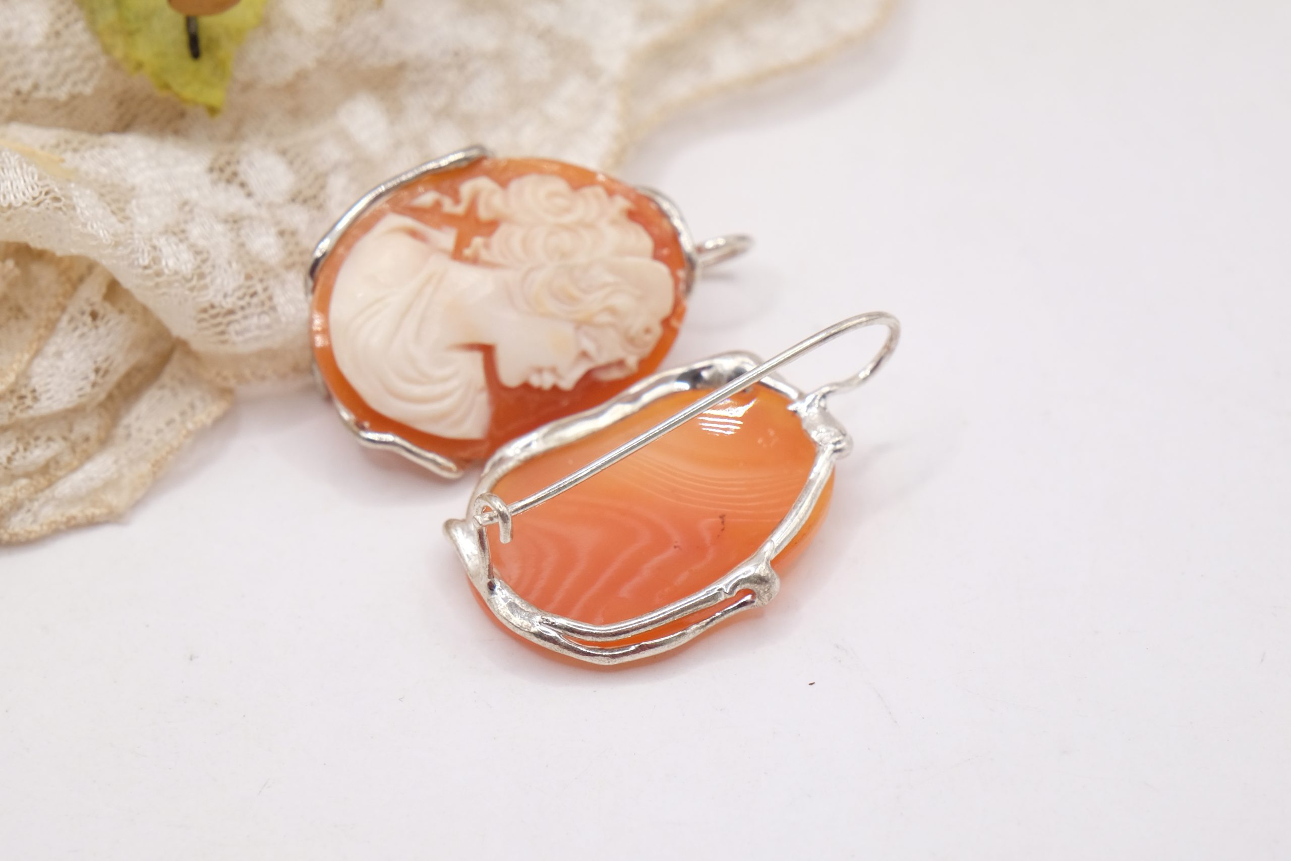 MODERN CAMEO EARRINGS OF THE GREEK DAMA TORRE RHODIUM PLATED SILVER (4)