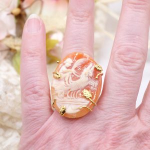 Anello Cammeo di Torre del Greco Angelo a Cavallo Argento 925