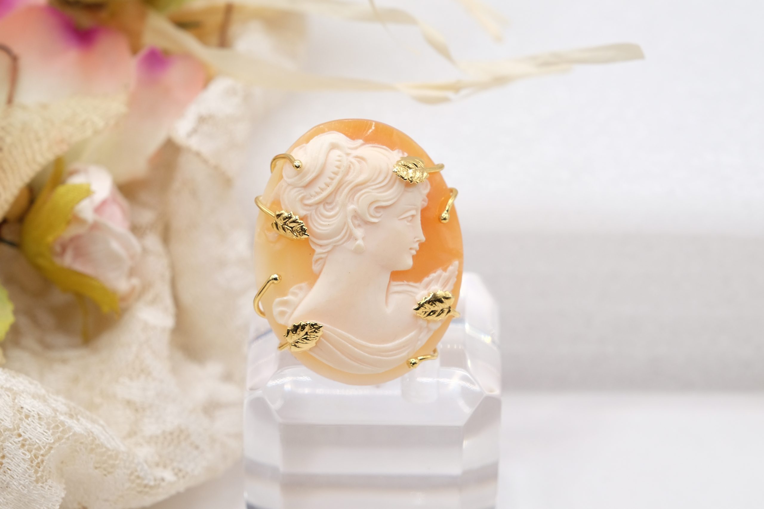 ANELLO CAMMEO DI TORRE DEL GRECO ARTIGIANALE ARGENTO 925 PLACCATO ORO TOP QUALITY B (1)