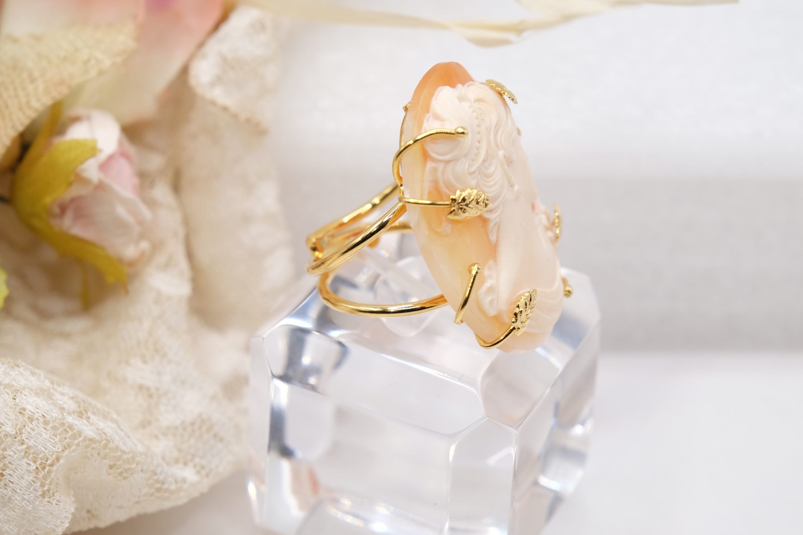 ANELLO CAMMEO DI TORRE DEL GRECO ARTIGIANALE ARGENTO 925 PLACCATO ORO TOP QUALITY B (2)