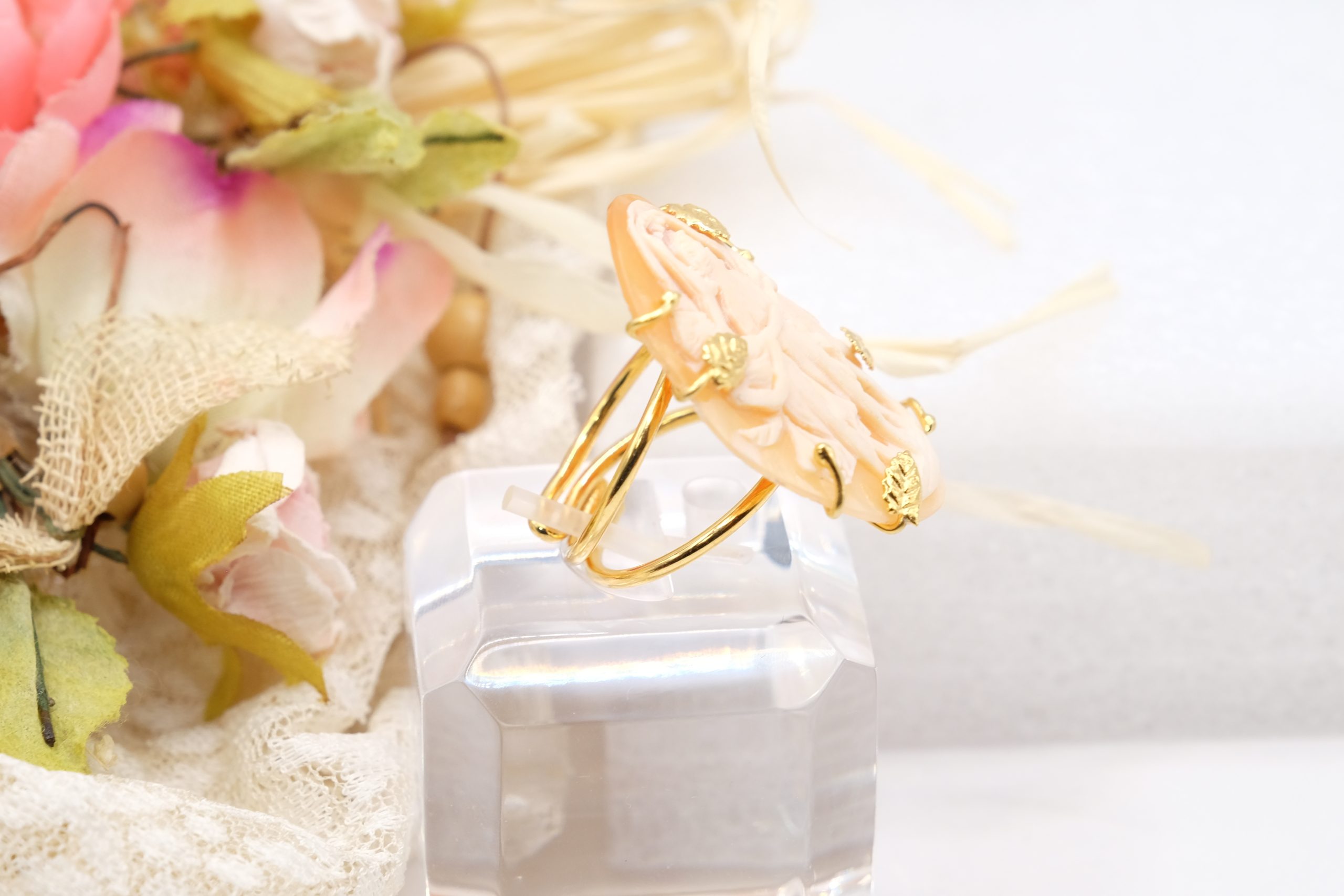 ANELLO CAMMEO DI TORRE DEL GRECO ARTIGIANALE ARGENTO 925 PLACCATO ORO TOP QUALITY LE TRE GRAZIE (3)