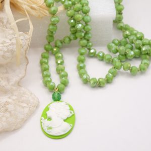 Collana Cammeo in Resina Verde Cristallo