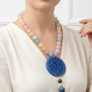 Collana Giada Toni Pastello Mandala Sodalite Lapis