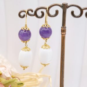 Orecchini Ametista Agata Bianca Argento 925