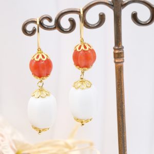 Orecchini Corniola Agata Bianca Argento 925