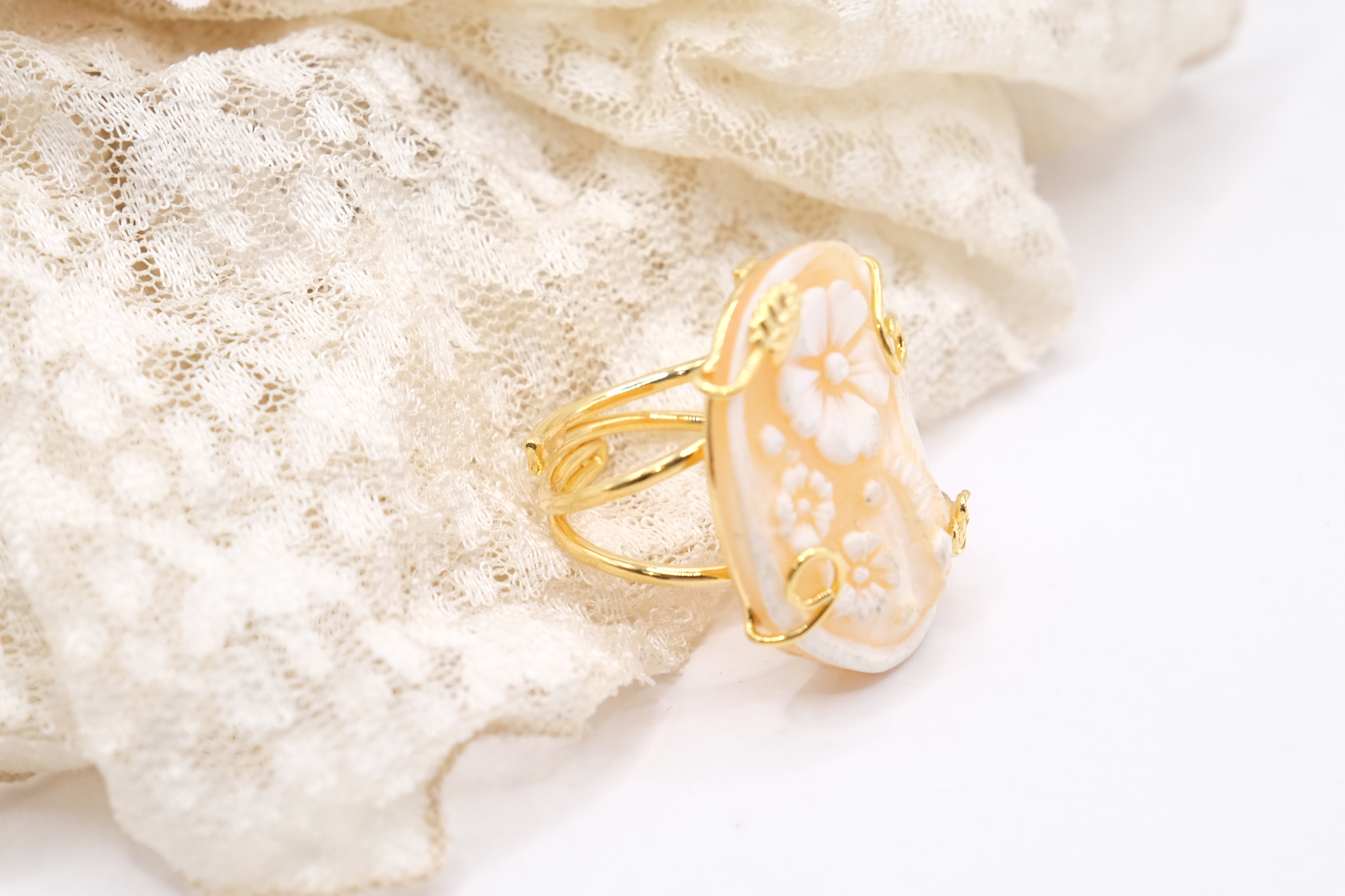 ANELLO ARTIGIANALE CAMMEO DI TORRE DEL GRECO FIORI FARFALLA (3)