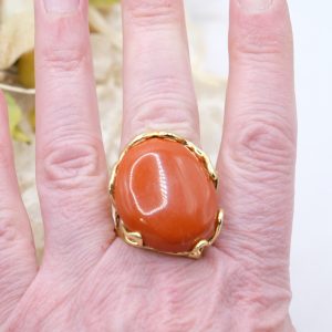 Anello Maxi Pasta di Corallo Ottone