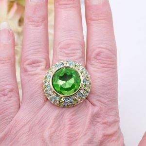 Anello Maxi Zirconi Verdi Ottone Misura 18 22 o 23