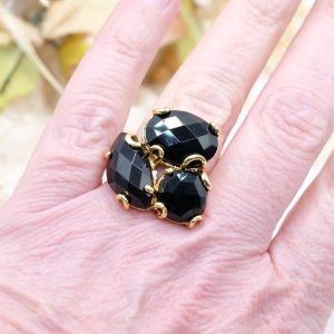 Anello 3 Pietre ONICE Ottone Regolabile