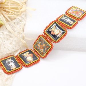 Bracciale Mattonelle Ceramica di Caltagirone Corallo Bamboo C