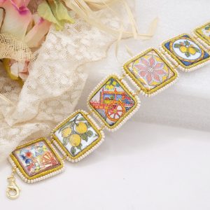 Bracciale Mattonelle Ceramica di Caltagirone Microperle B