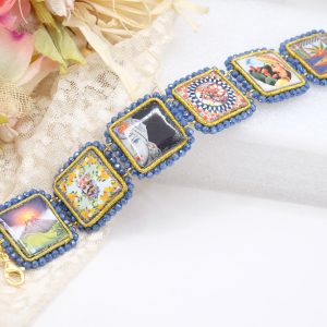 Bracciale Mattonelle Ceramica di Caltagirone Zirconi Blu