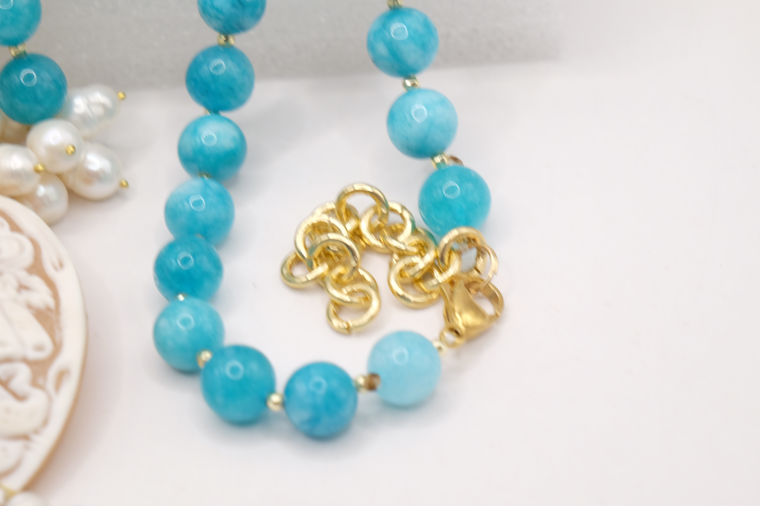 COLLANA ARTIGIANALE ANGELITE PERLE CAMMEO DI TORRE DEL GRECO (3)