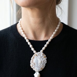 Collana Perle Naturali Cammeo Top Quality Argento Pl Oro 2 Varianti