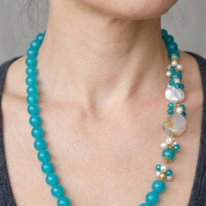 Collana Décolleté Giada Tiffany Quarzo Grappoli Perle