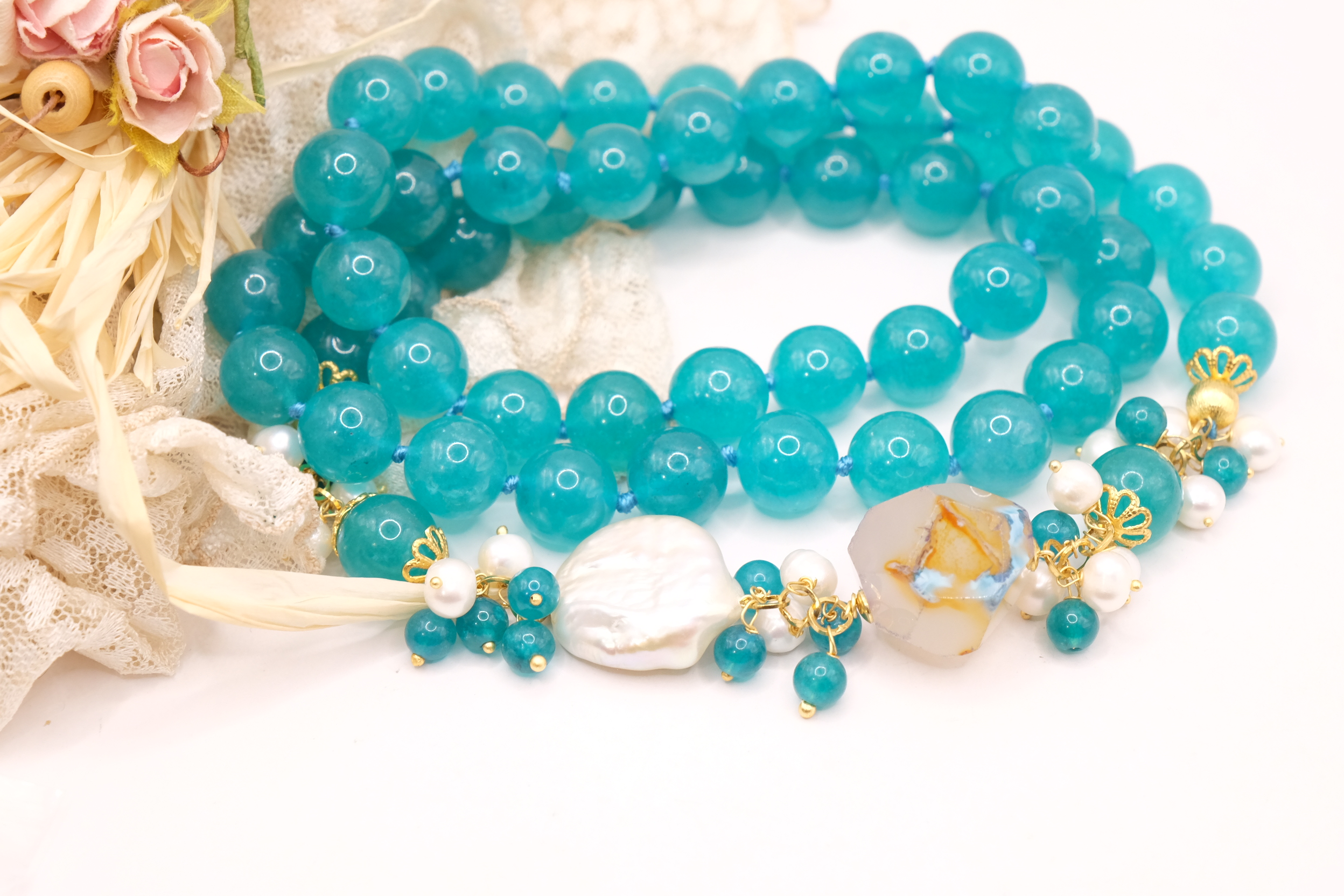 COLLANA ARTIGIANALE GIADA TIFFANY PERLE QUARZO (4)