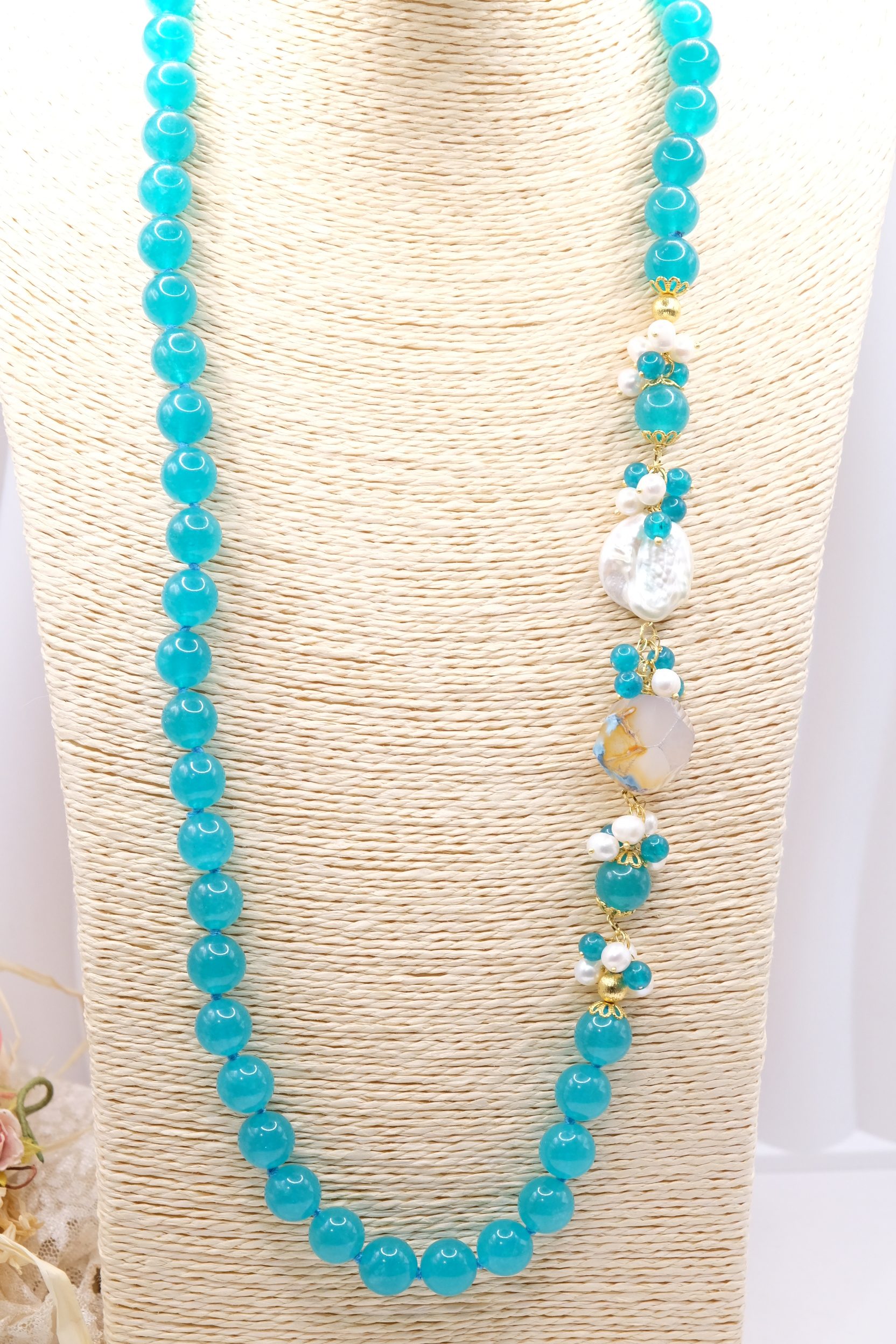 COLLANA ARTIGIANALE GIADA TIFFANY PERLE QUARZO (5)