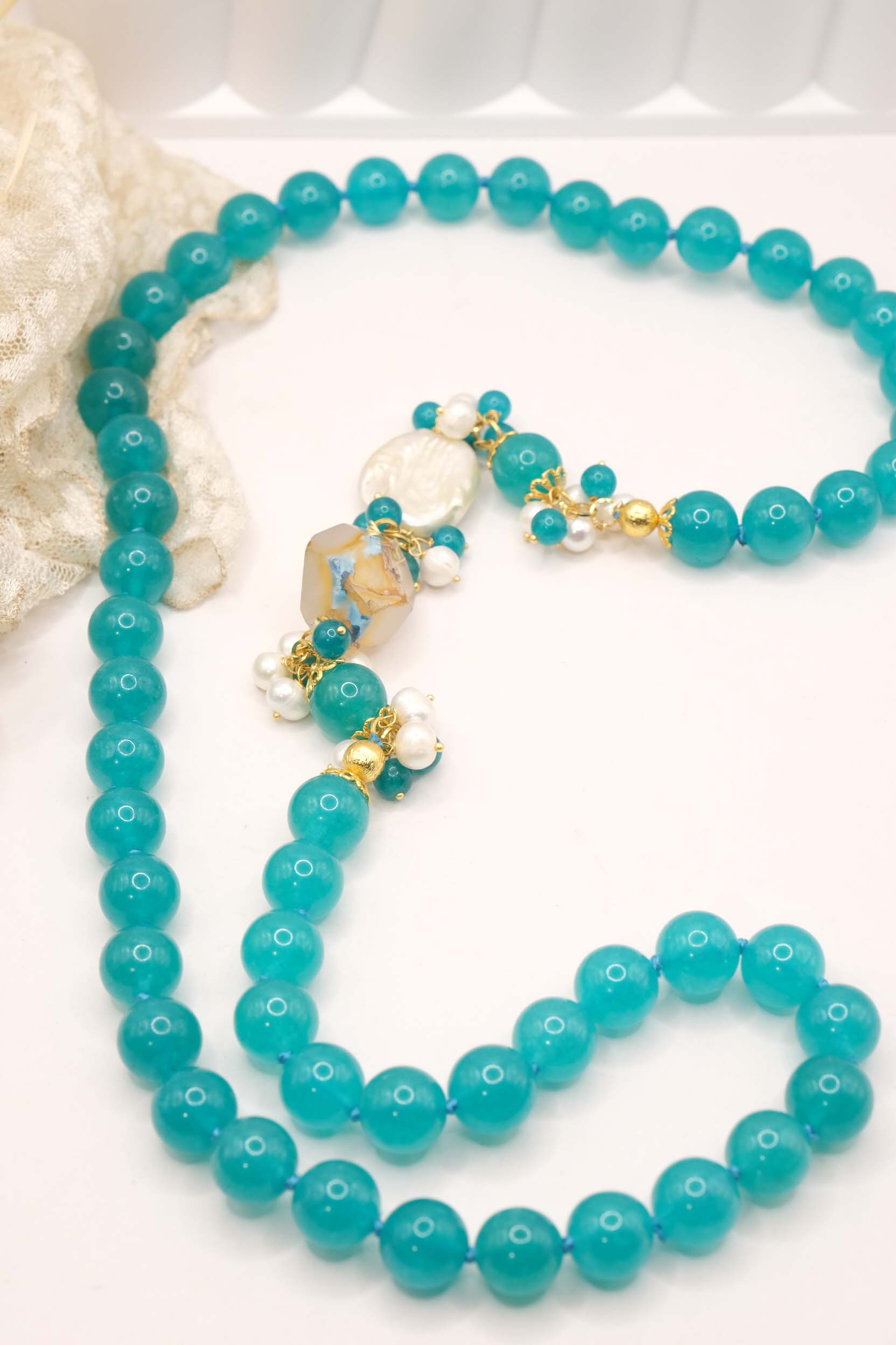 COLLANA ARTIGIANALE GIADA TIFFANY PERLE QUARZO (6)