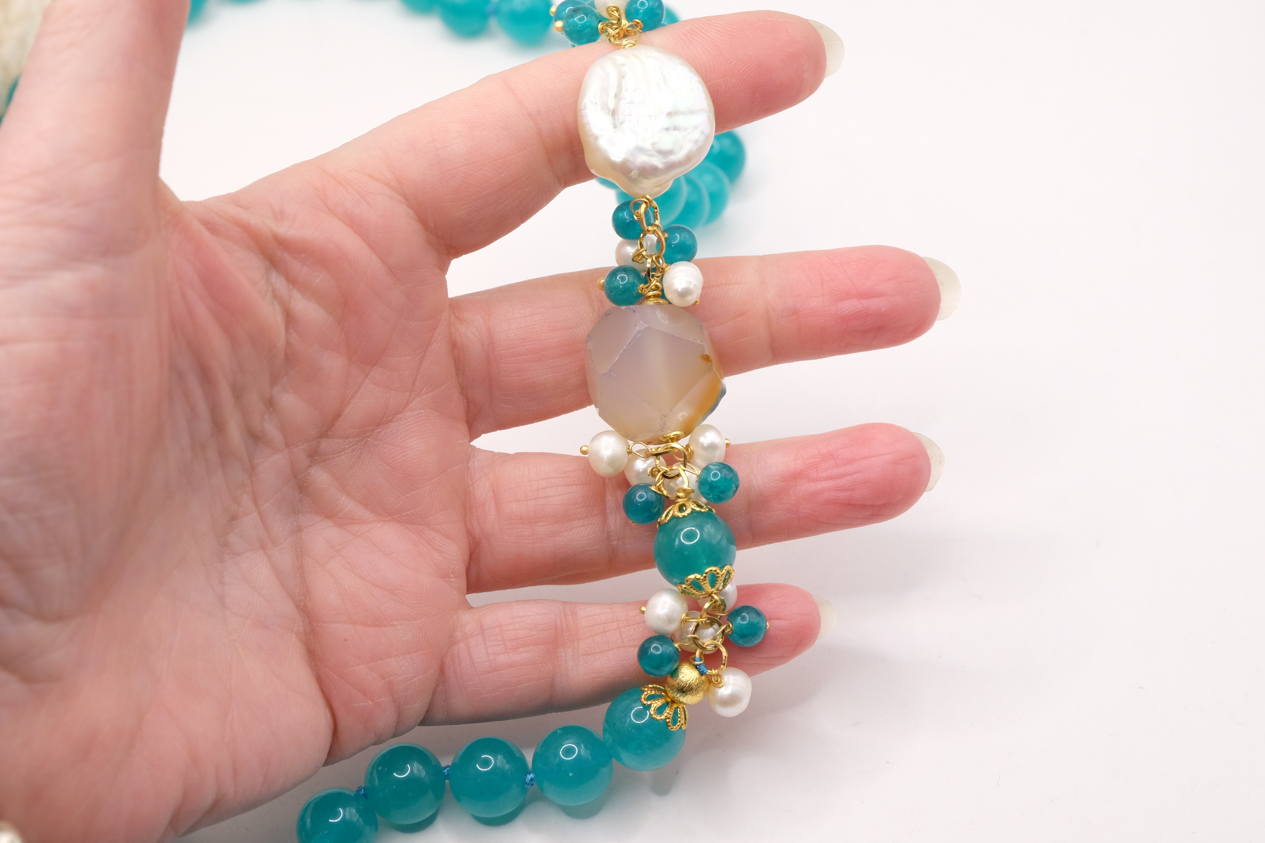 COLLANA ARTIGIANALE GIADA TIFFANY PERLE QUARZO (7)