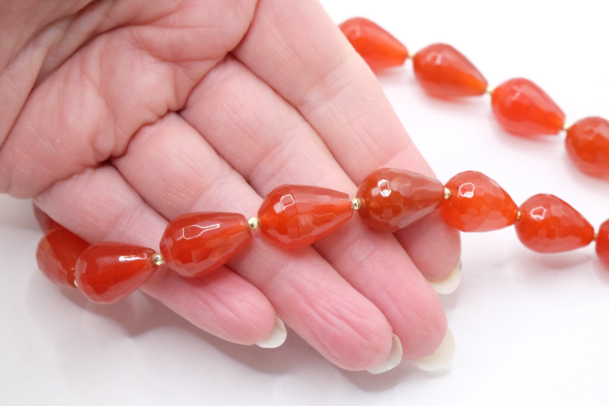 COLLANA ARTIGIANALE GOCCE CORNIOLA ARANCIONE CAMMEO DI TORRE DEL GRECO (1)