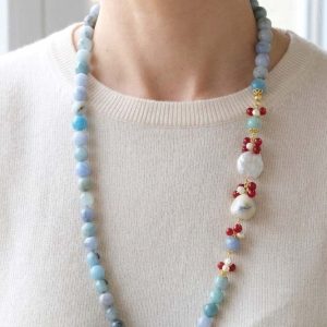Collana Décolleté Amazzonite Grappoli Borgogna Perle