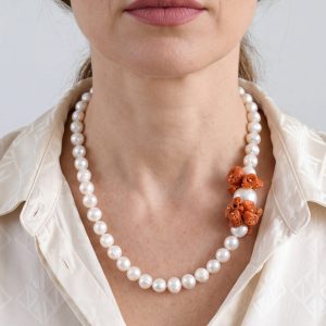 Collana Perle Naturali Corallo del Mediterraneo e Perla Maiorca