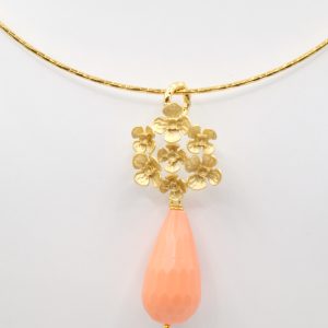 Collana con Ciondolo Pendente Pasta di Corallo Salmone