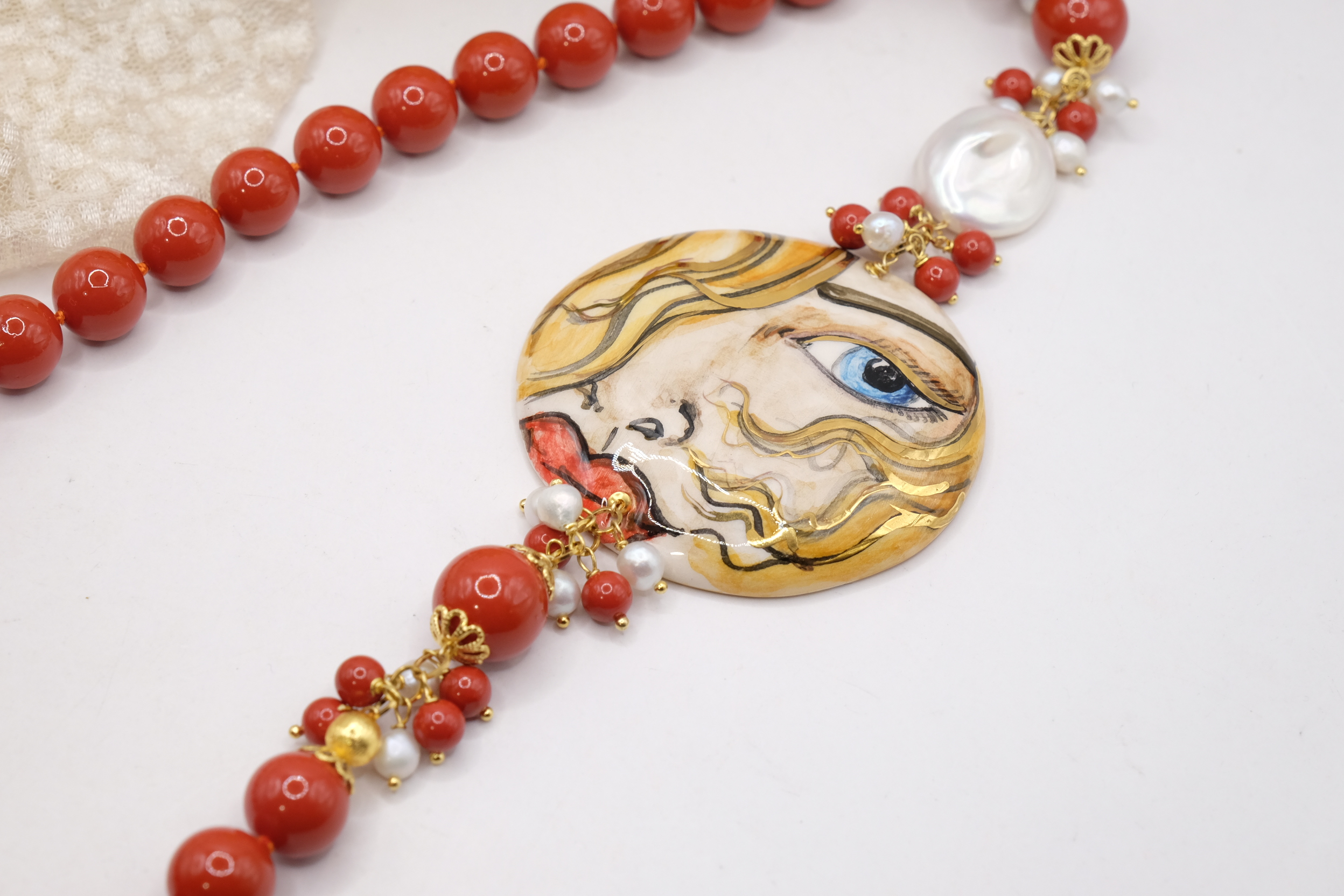 COLLANA ARTIGIANALE SICILIA PERLE PASTA DI CORALLO (1)