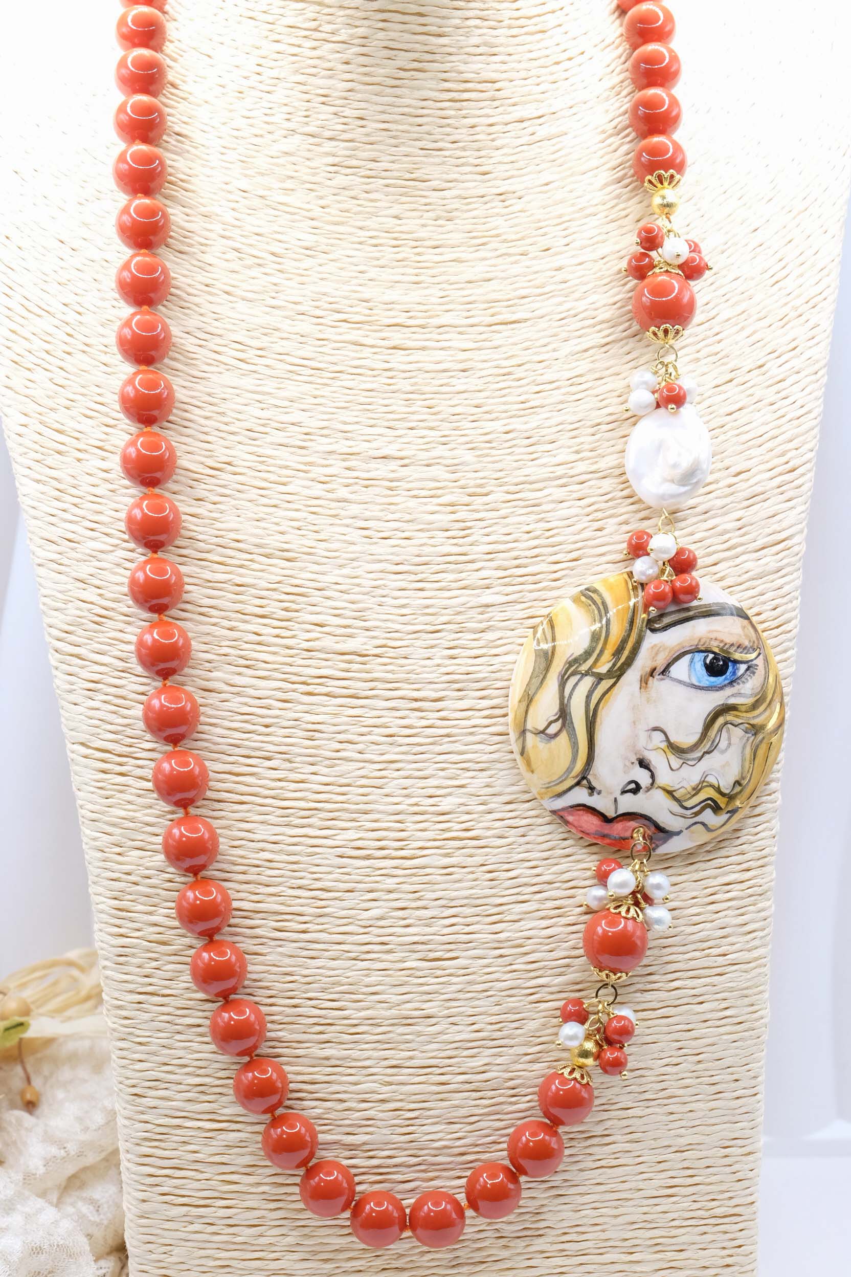 COLLANA ARTIGIANALE SICILIA PERLE PASTA DI CORALLO (2)